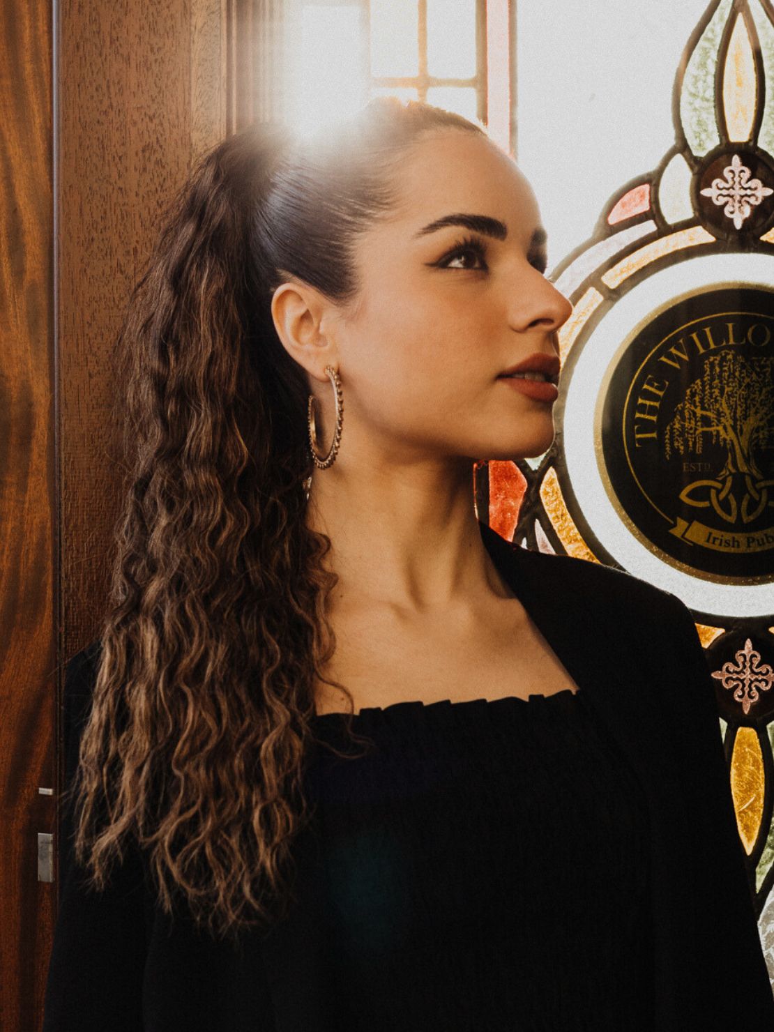 Queue de cheval couleur brun bouclé Queue de cheval brun bouclé